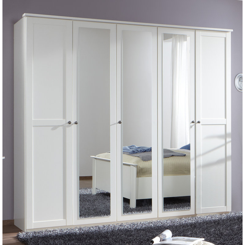 Pimm 6 Door Manufactured Wood Wardrobe, White, 210" H x 225" W x 58" D