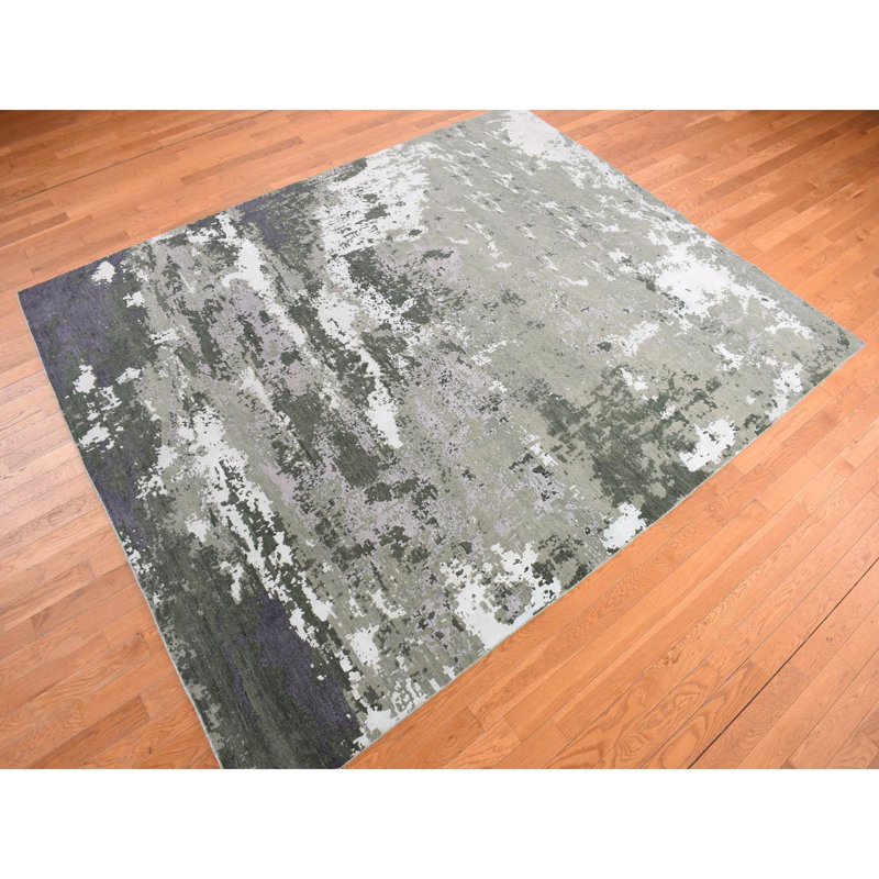 Tapis rectangulaire nouvel âge en soie Camyrn 8 pi x 9 pi 10 po Camyrn