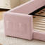 Lit plateforme tapissier simple avec tête de lit en forme d'oreille de lapin, avec barrière de sécurité et poche, tissu bouclé, rose-1136010961