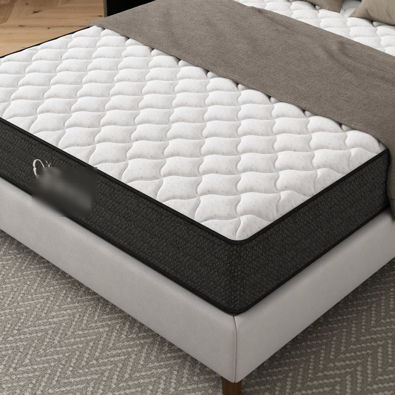 Grand matelas en gel de refroidissement de 10 pouces - Conception, soulagement, faible transfert de mouvement, eau, États-Unis, compatible avec une base réglable, cadre gris et blanc, ressort en mousse
