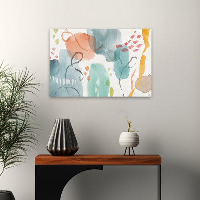 Winged Whisper VIII Contemporary Abstract Blue Grey Brown Circle