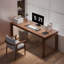 Bureau rectangulaire en bois massif avec 2 tiroirs-306941827