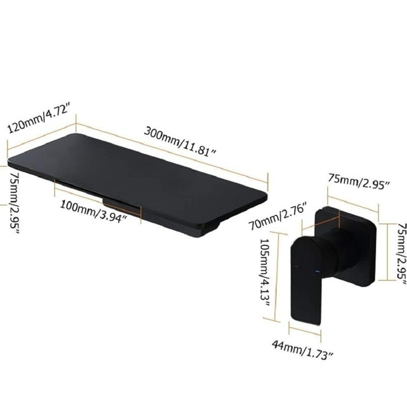 Robinet de lavabo cascade pour salle de bain noir mat, fabriqué en laiton fin, contrôle simple de l'eau pratique, robinet à conception économe en espace