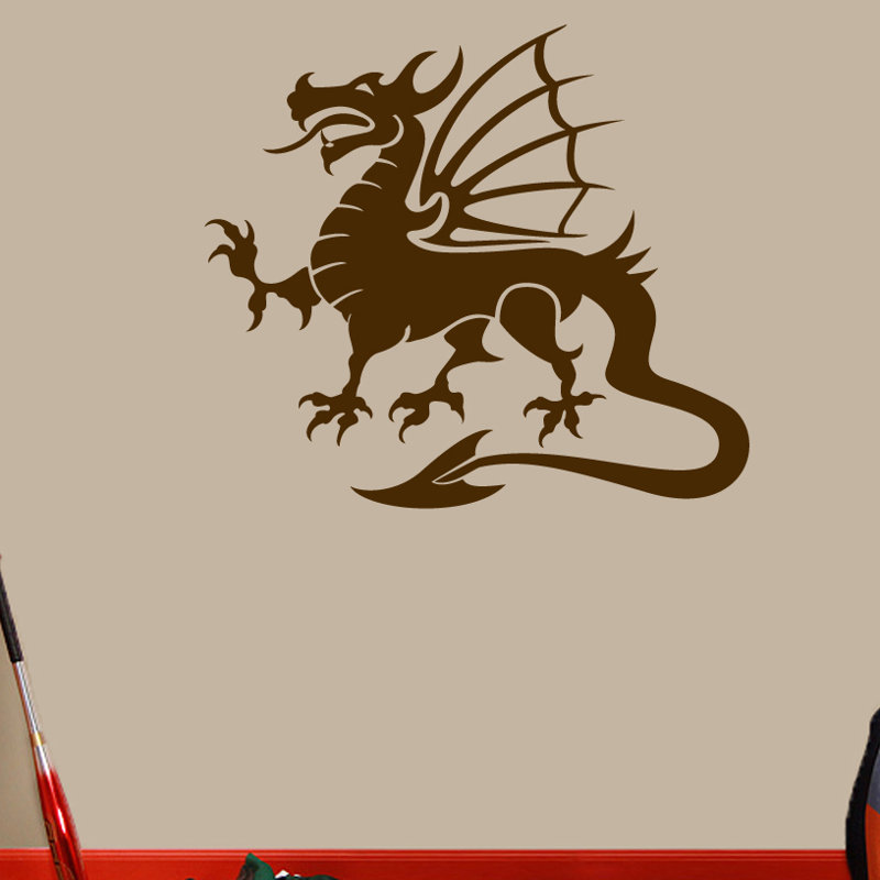 Décalcomanie murale dragon mascotte, Brun