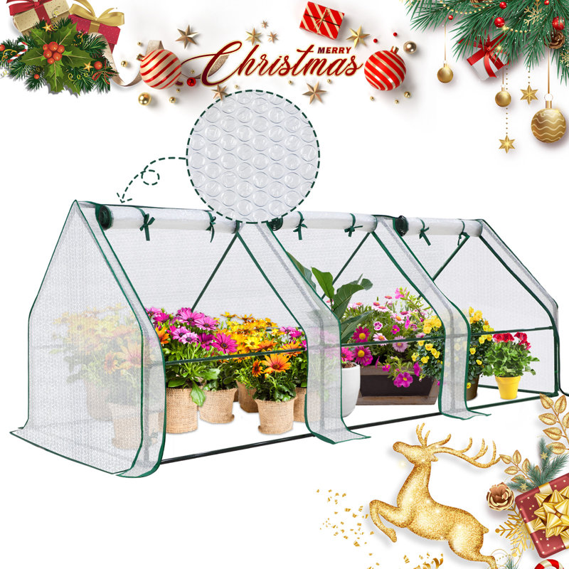 Green 96'' x 36'' x 36'' Mini Tunnel Greenhouse with Bubble Film Cover