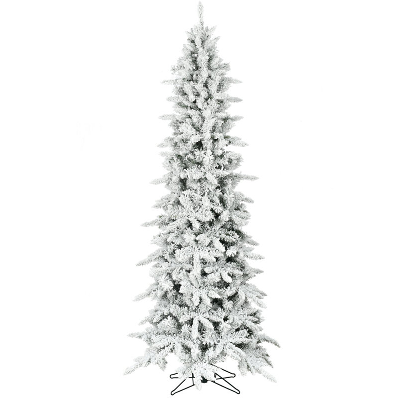 Slim Mountain Pine Flocked 7.5-Foot Christmas Tree with PVC Needles