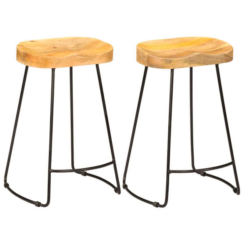 Solid Wood Bar Stool with Iron Frame