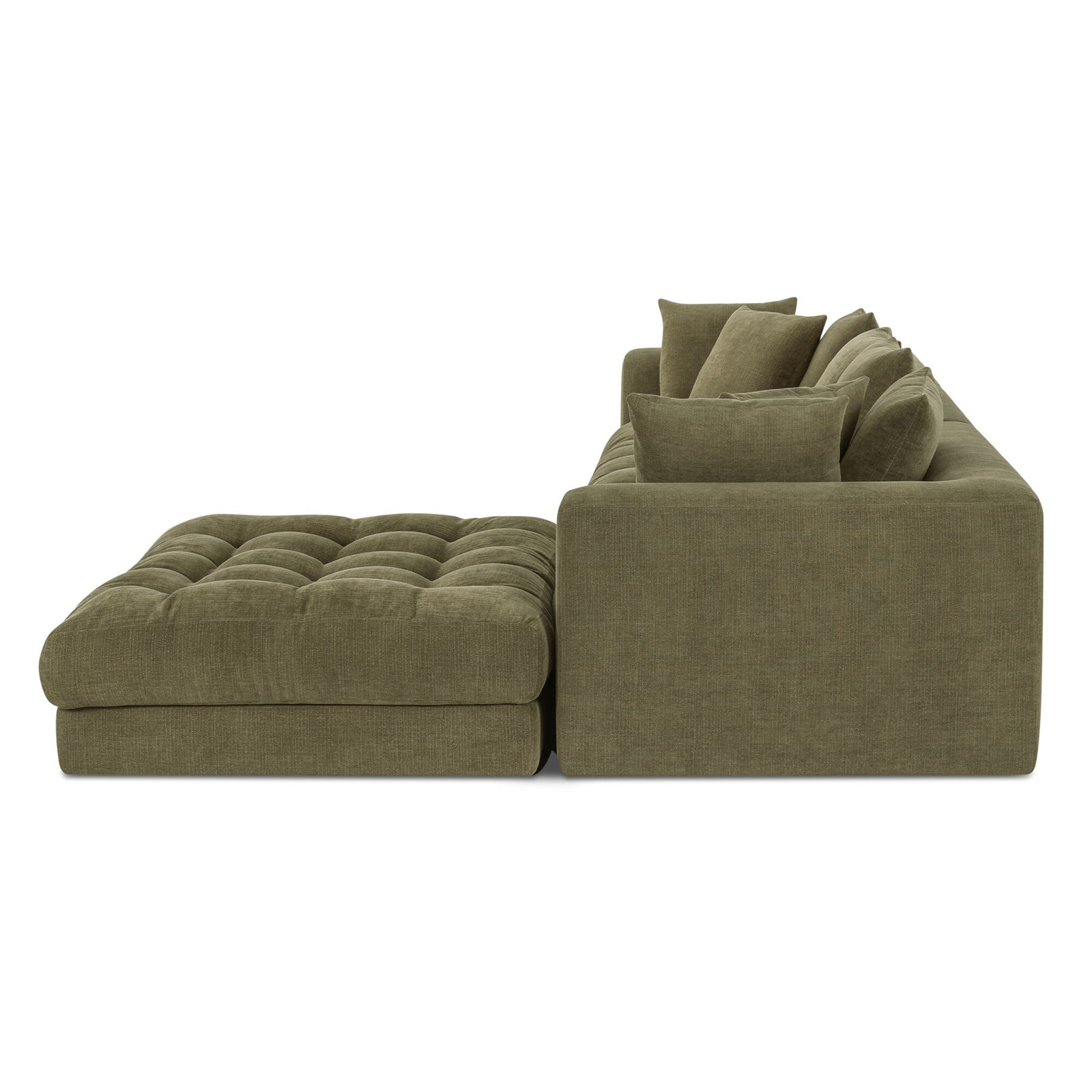 Hitton Lounge Modular Sectional, Green Polyester, 30.7" H x 147.5" W x 87" D