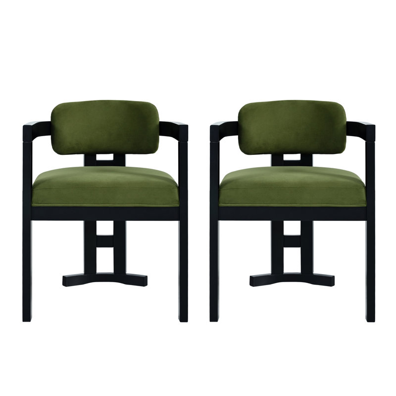 Chaise de salle à manger d'intérieur en bois (ensemble de 2), vert + noir