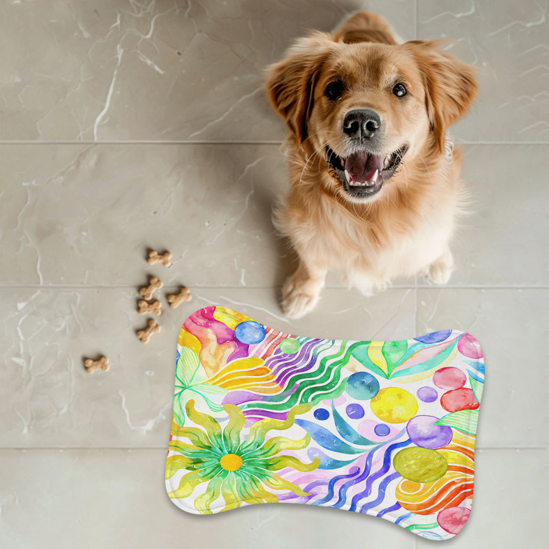 Energetic Hues - 1 Piece Bone Shape Feeding Mat