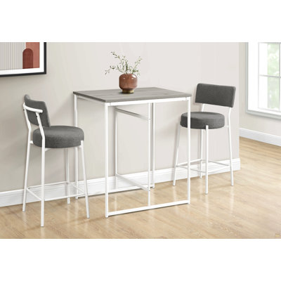 Dining Table, 32" Rectangular, Counter Height, Small, Laminate Top, Kitchen, Grey Laminate, White Metal, Contemporary, Modern