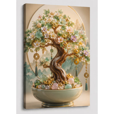 LargeChinese Feng Shui Blossom Tree Wall Art Canvas Print 24x36 Inch Crystal Flower Decor Floral Artwork Bedroom Living Room Home Decor Ready to hang