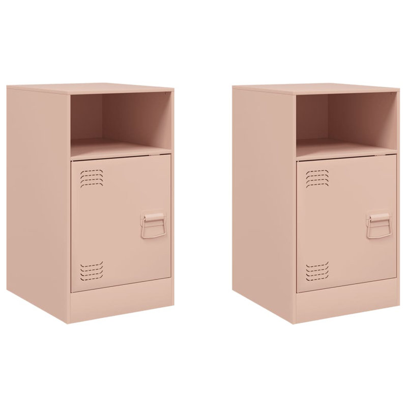 Lars 34.5cm W Steel Bedside Table, Pink