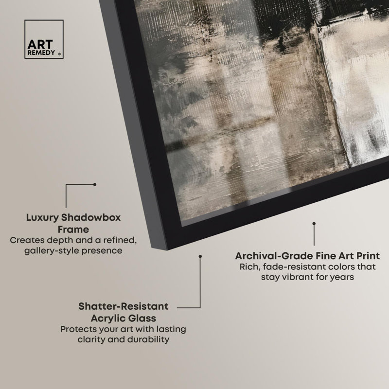 Beneath the Surface Duo Shadowbox Print Neutral Wall Decor Set by Art Remedy, Black Frame, 12 x 12, H 17 po x l 17 po