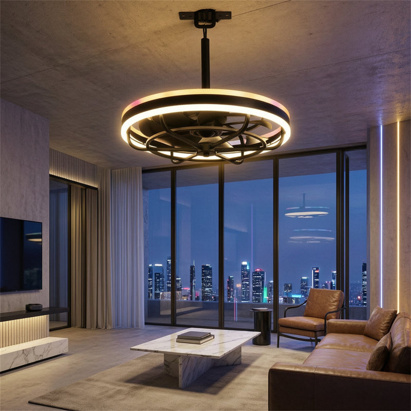 Ventilateur de plafond silencieux à moteur à courant continu avec éclairage, éclairage à DEL, télécommande, 6 réglages de vitesse, adapté à une utilisation intérieure et extérieure, idéal pour les salons, les chambres à coucher et les cuisines