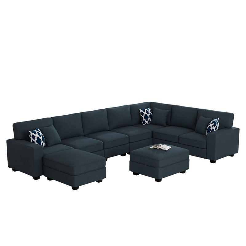 Reversible Flexible Combination Modular Sectional, Charcaol Polyester Blend