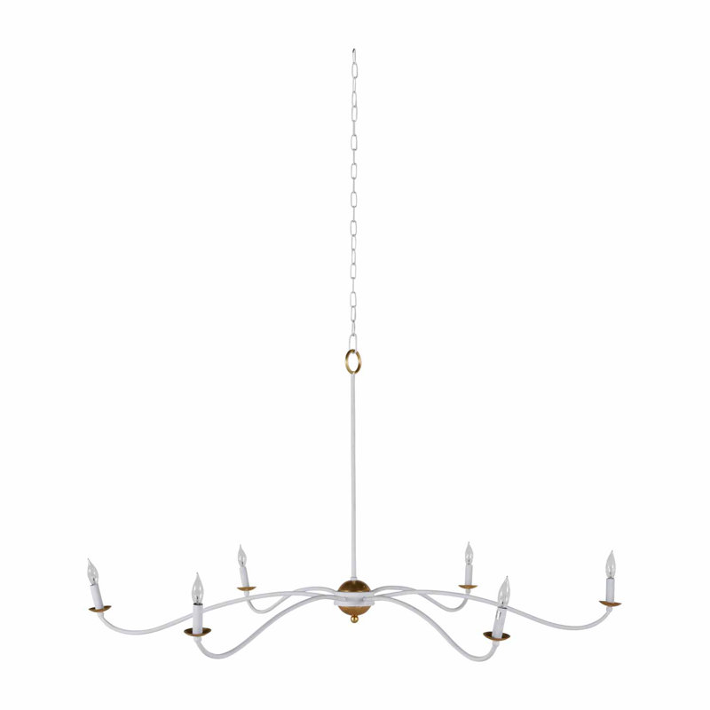 Irvine 6 - Light Candle Style Classic Chandelier, Plaster White/Vintage Gold