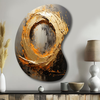 Feldman spiral, peinture dorée rétro sur I - forme abstraite de spirales en spirale - art mural métallique asymétrique