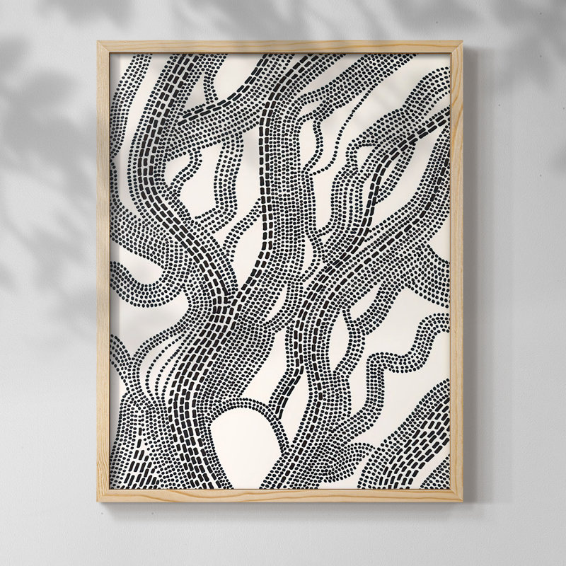 «Dots and Dash I», reproduction encadrée - bois massif, 11" H x 9" W