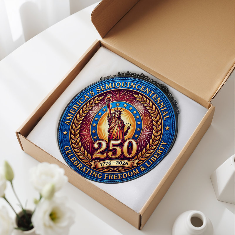 Panneau de fenêtre en verre Statue Liberty USA 250th Anniversary, H 7,8 po