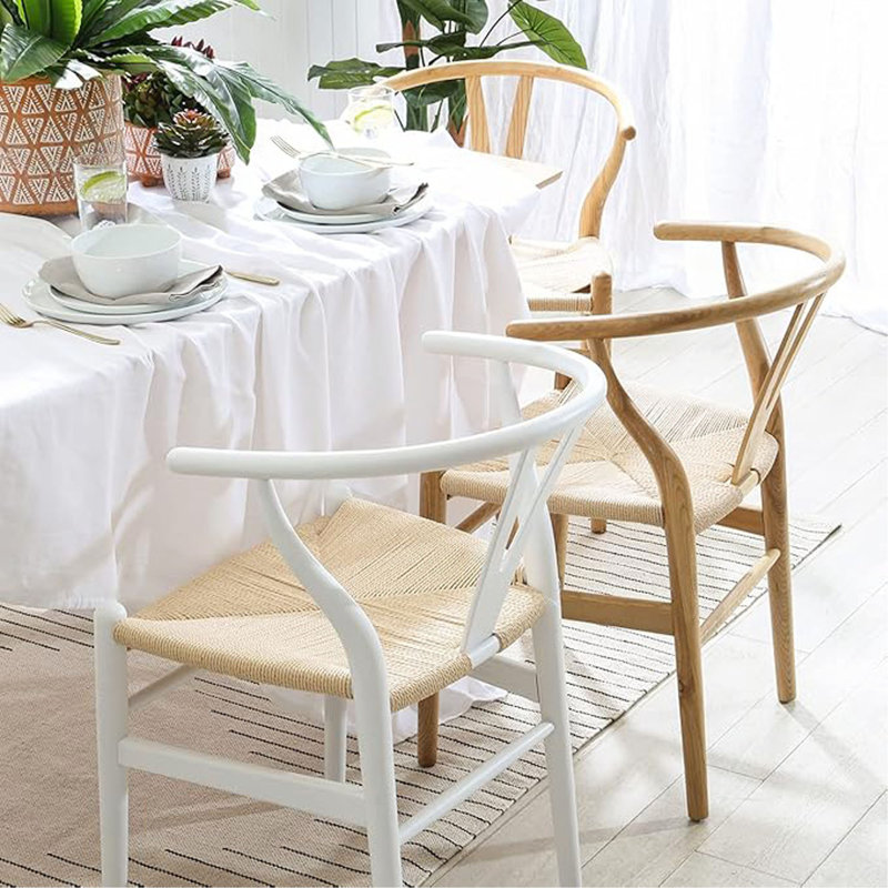 Fauteuil Wishbone, teinture blanche, 1, Blanc