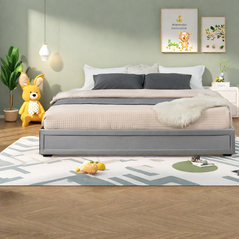 Lits avec rangement, lit plateforme en velours aggloméré très grand, chambre à coucher moderne