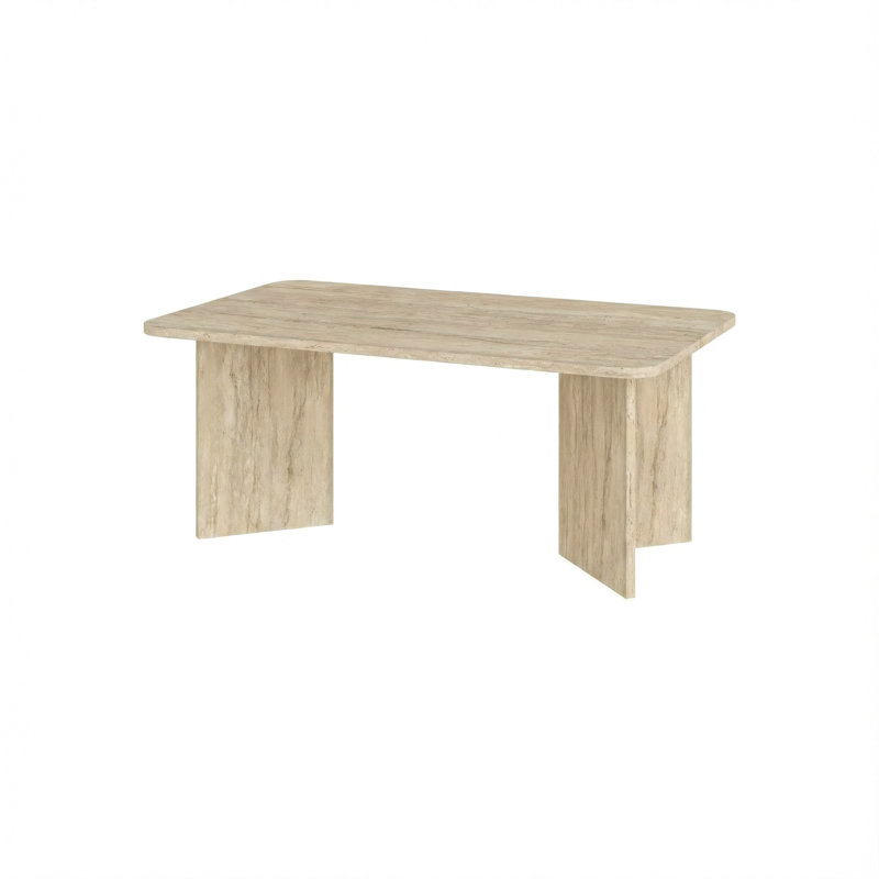  Modern Radius Rectangular Coffee Table, Living Room, Travertine