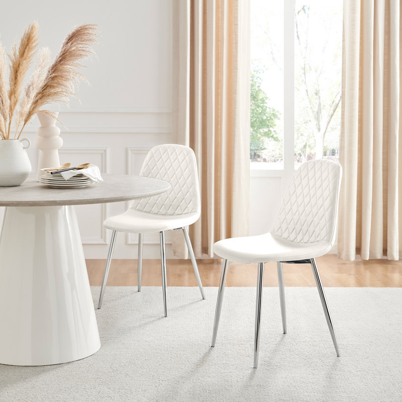 Corova 4 - Person Dining Set, White/Silver, 4
