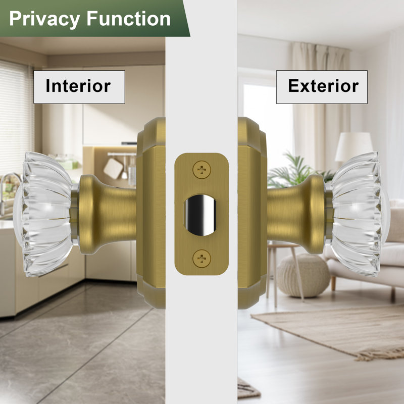 Coolnews Retro Elegant Series Crystal Passage Door Knobs, Antique Brass