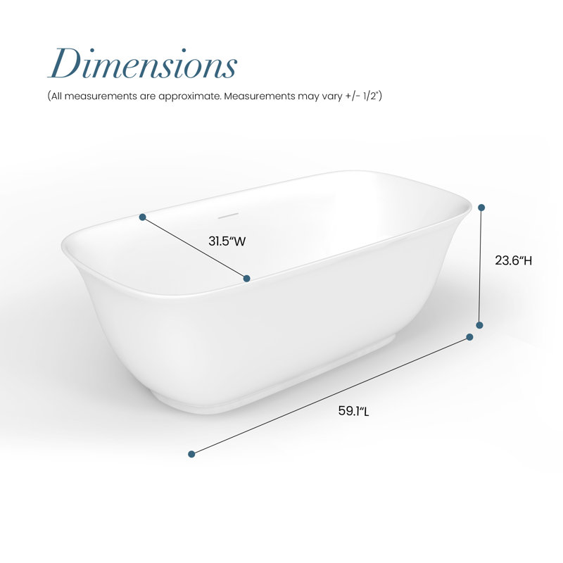 Orion 59.1'' x 31.5'' Soaking Acrylic Bathtub