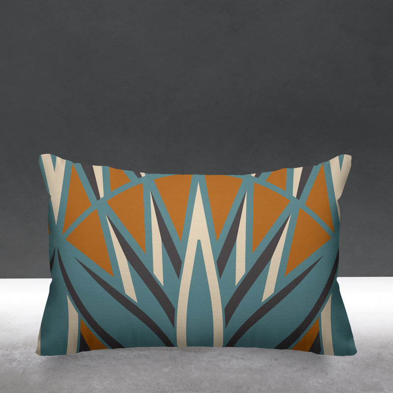 Housse et insert de coussin rectangulaire d'extérieur Ella, Orange/bleu