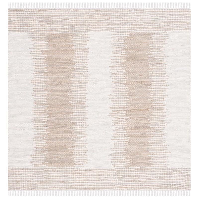 Tapis beige en coton tissé à la main Annia, Carré 6 pi