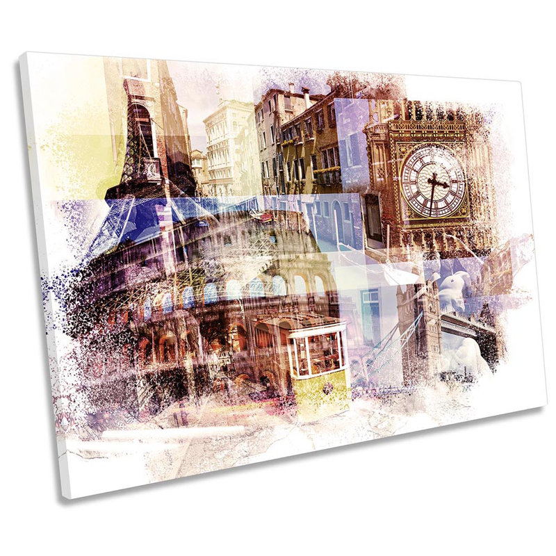 European Landmarks Travel - Wrapped Canvas Print, 30.5cm  H x 45.7cm  W