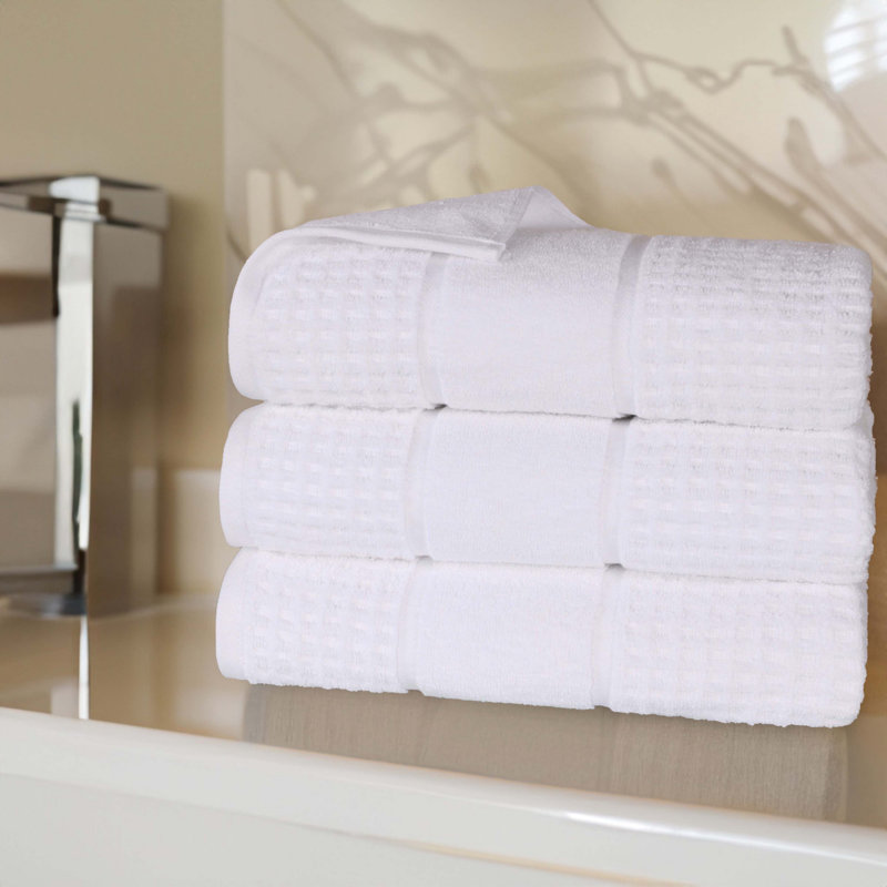 Hochman 100% Zero Twist Cotton Waffle Honeycomb Plush Absorbent Bath Towel, White
