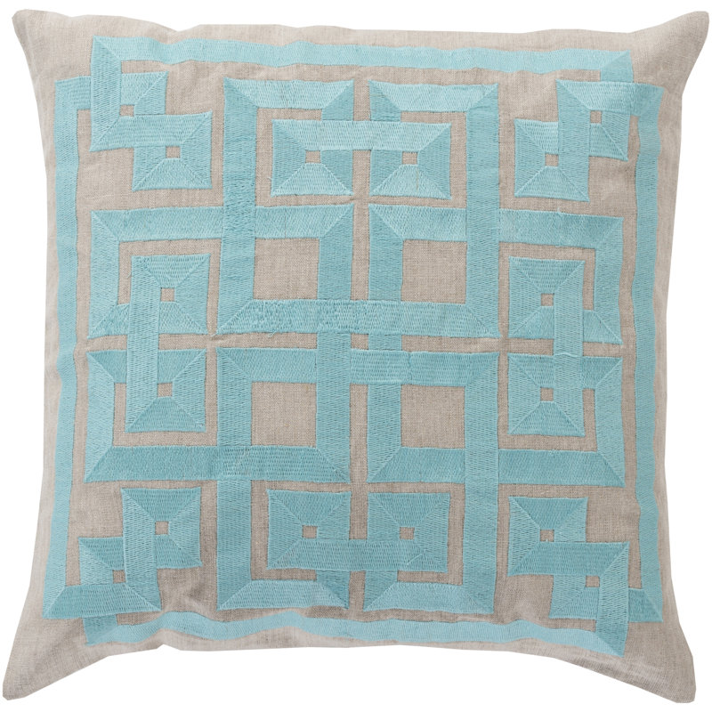 Housse de coussin en lin Gramercy, 20 po x 20 po, Bleu / gris