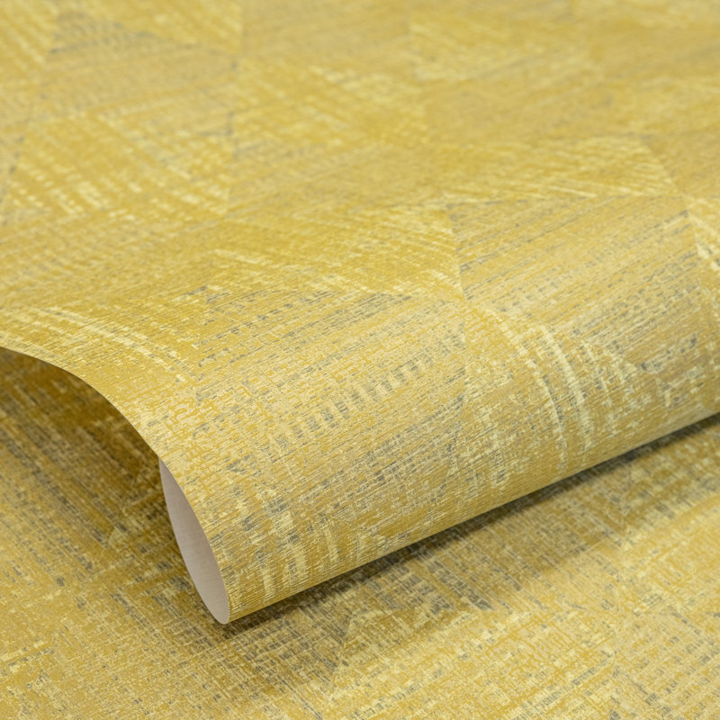 Chelchowska Pepper Collection Sheen Finish Geometric Diamond Raffia 10.05m x 53cm Wallpaper Roll, Yellow