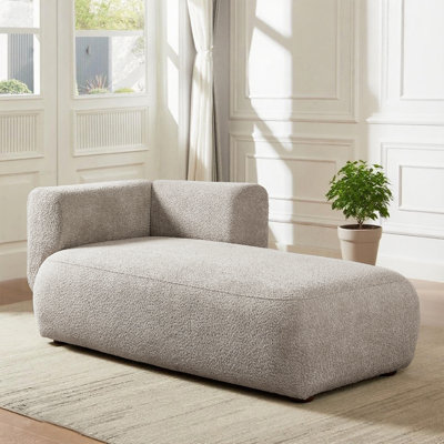Chaise longue / grande chaise longue avec structure en bois massif, assise profonde et tissu doux, chaise d'appoint de salon pour la détente et la lecture, canapés Boucle