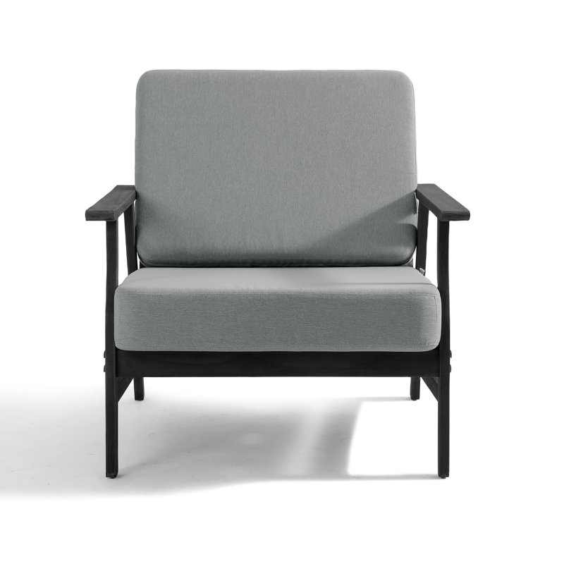 Chaises longues d'extérieur en bois de teck massif avec coussins Montelongo, Gris, Noir