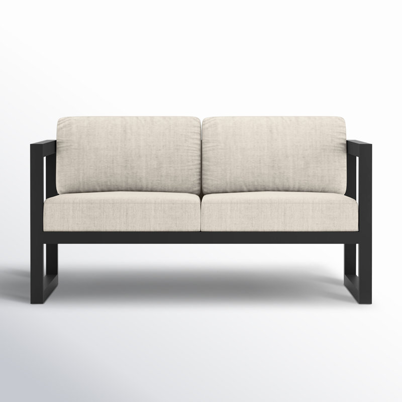 Avion 3 Piece Sofa Loveseat Set, Cast Silver Sunbrella®, Black