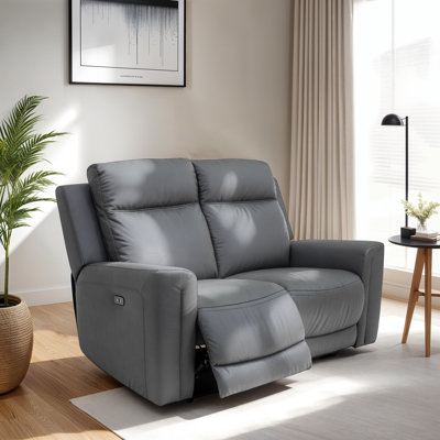Berdella LEATHER ELECTRIC SEATER RECLINER - CHARCOAL