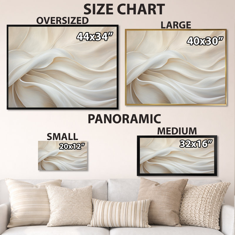 «Ivory Silk Fabric River», reproduction d'art sur toile encadrée, H 24 po x l 32 po, Toile tendue, Sans cadre