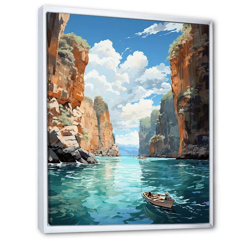 Falaises de Krabi, Lanese, Thaïlande, sur toile, H 40 po x l 30 po x P 1,5 po, Cadre flottant blanc