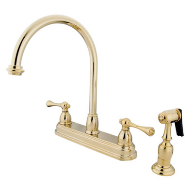 Kingston Brass Vintage Two-Handle 4-Hole 8" Centerset Kitchen Faucet with Side Sprayer