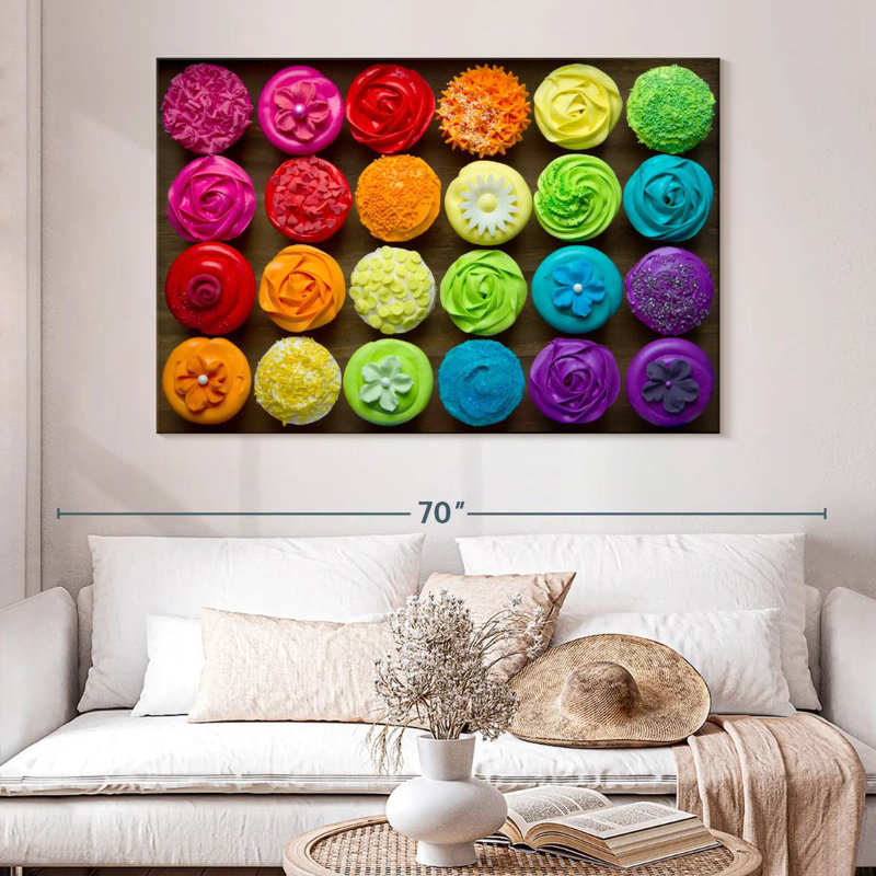 Yarlin Rainbow Cupcakes, 34" H x 51" W