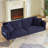 Modern Teddy Upholstered Accent Loveseat Sofa With Side Pocket,Folding Sleeper Sofa Bed With Foldable Armrest , Adjustable Backrest And Golden Metal Legs For Living Room,Dark Blue