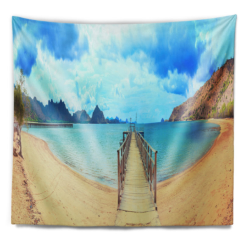 Photographie de paysage komodo panorama avec pier tapestry, H 32 po x l 39 po