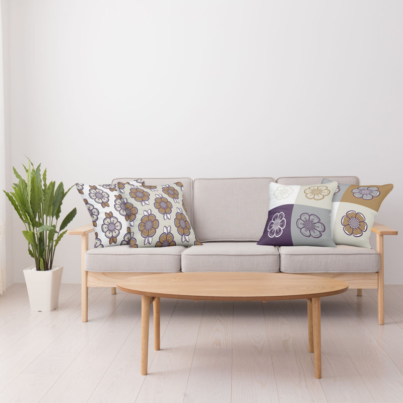 Housse de coussin Abstract, 12 po x 12 po, Prune / ambre / coquille d'œuf