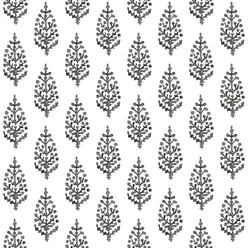 Non-Pasted Floral Wallpaper Roll, Black/White
