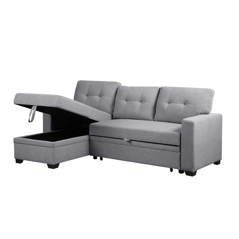 Canapé modulaire rembourré avec méridienne, Gris clair