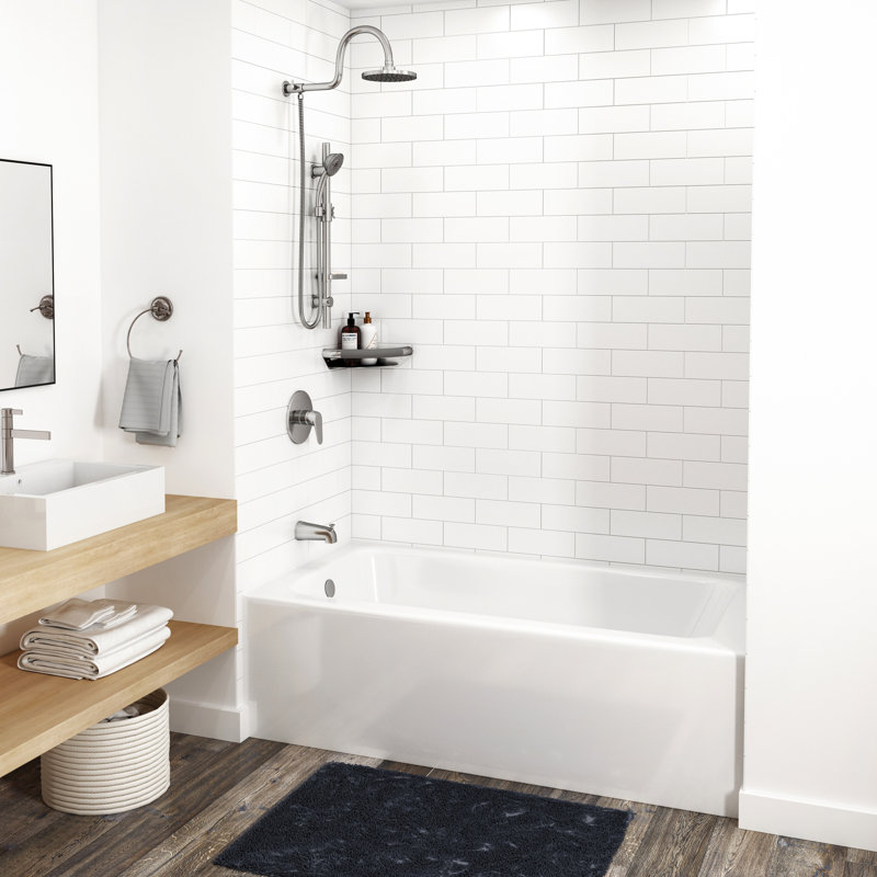 60" x 32" Alcove Soaking Acrylic Bathtub, Left